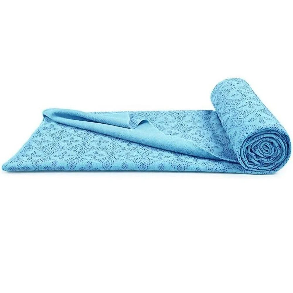 Yoga Towel Non Slip Grip Dots Hot Yoga Mat Cover Light Blue New